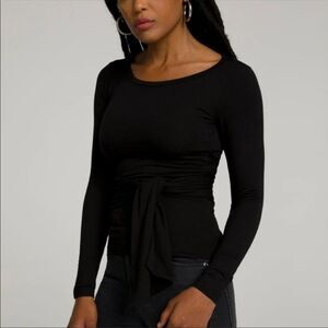 GOOD AMERICAN | Wrap Around Black Long Sleeve Top Women’s Size 1 (Small)